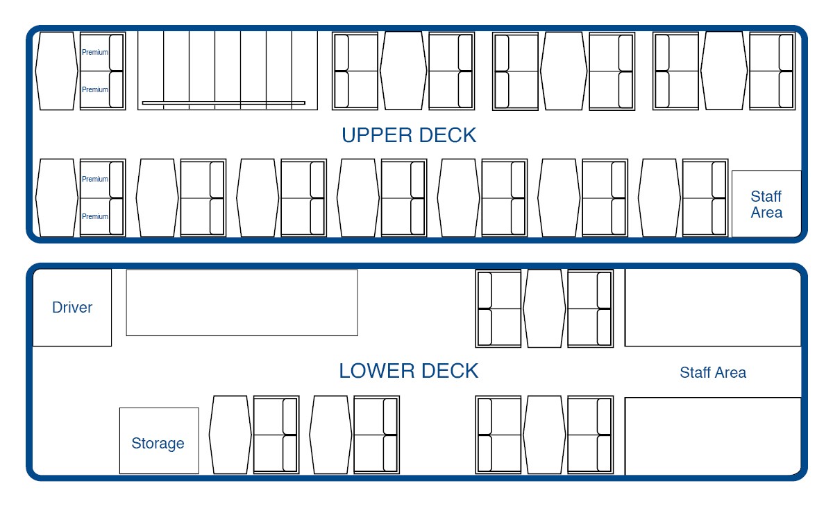 Disposición de las mesas para el té de la tarde en el autobús