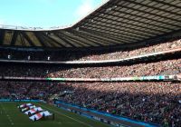 Vista panorámica del estadio de Twickenham lleno de espectadores.