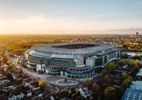 Vista panorámica desde el aire del Allianz Stadium y sus alrededores.