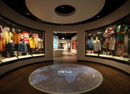 Exposición dedicada a la historia del rugby en el World Rugby Museum.