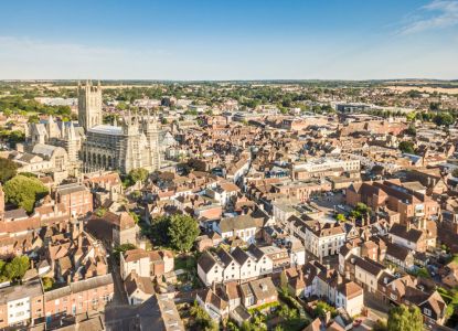 Vista aérea de la ciudad medieval de Canterbury