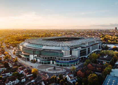 Vista panorámica desde el aire del Allianz Stadium y sus alrededores.